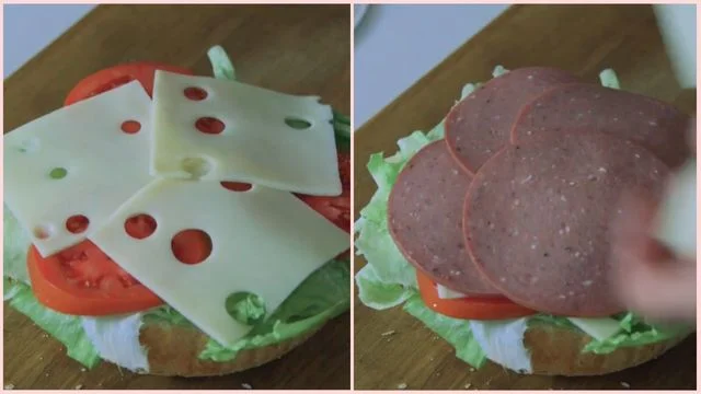 First Cheese and Salami Layers