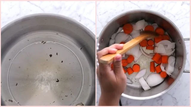 Remove Garlic & Caramelize Onions and Carrots