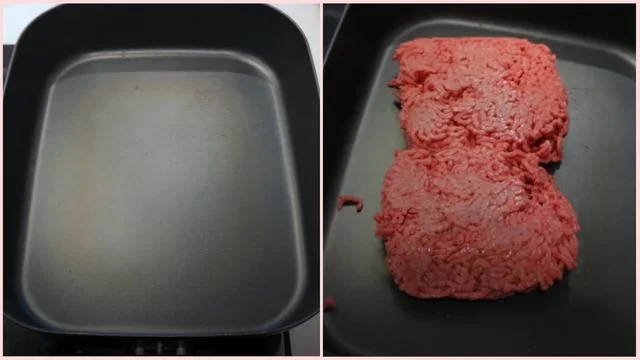 Heat the skillet & Cook the beef